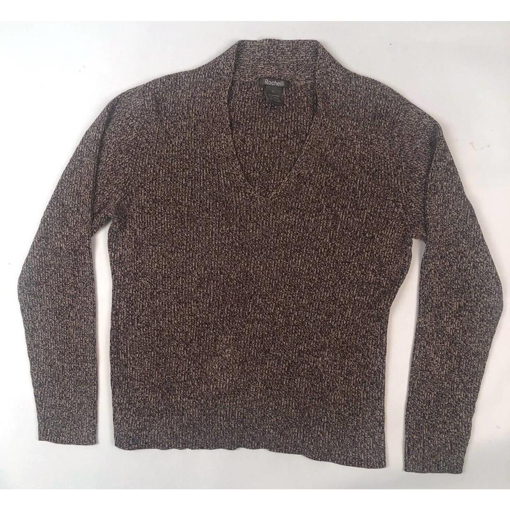 ROCHELLI WOMAN'S BROWN SWEATER PULLOVER TOP, LARGE